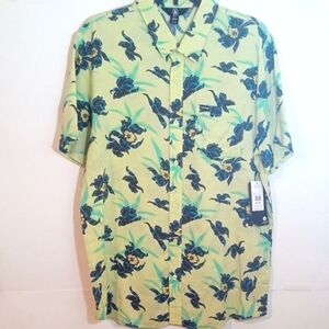 VOLCOM BUTTON DOWN TROPICAL FLORAL SHORT SLEEVE SHIRT SIZE MEDIUM NWT